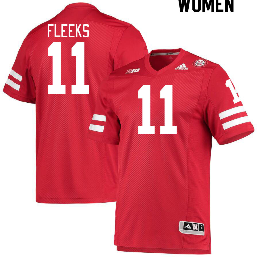 Women #11 Joshua Fleeks Nebraska Cornhuskers College Football Jerseys Stitched Sale-Red - Click Image to Close